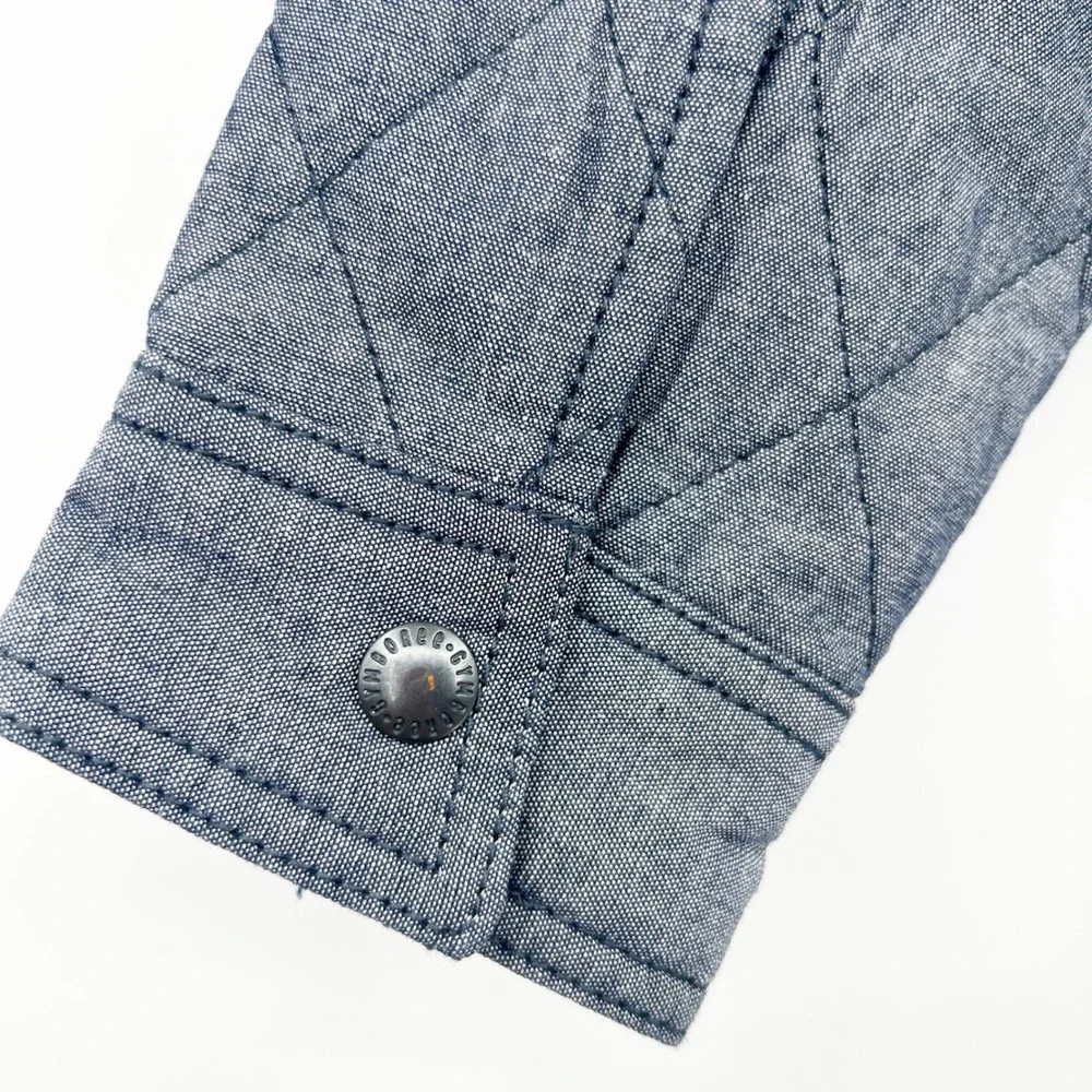 NWT Gymboree Boys Quilted Snap Front Shirt Chore Jacket Chambray Blue Size S 5-6